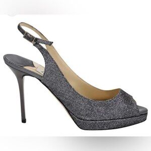 Jimmy Choo Silver Glitter Shoes
